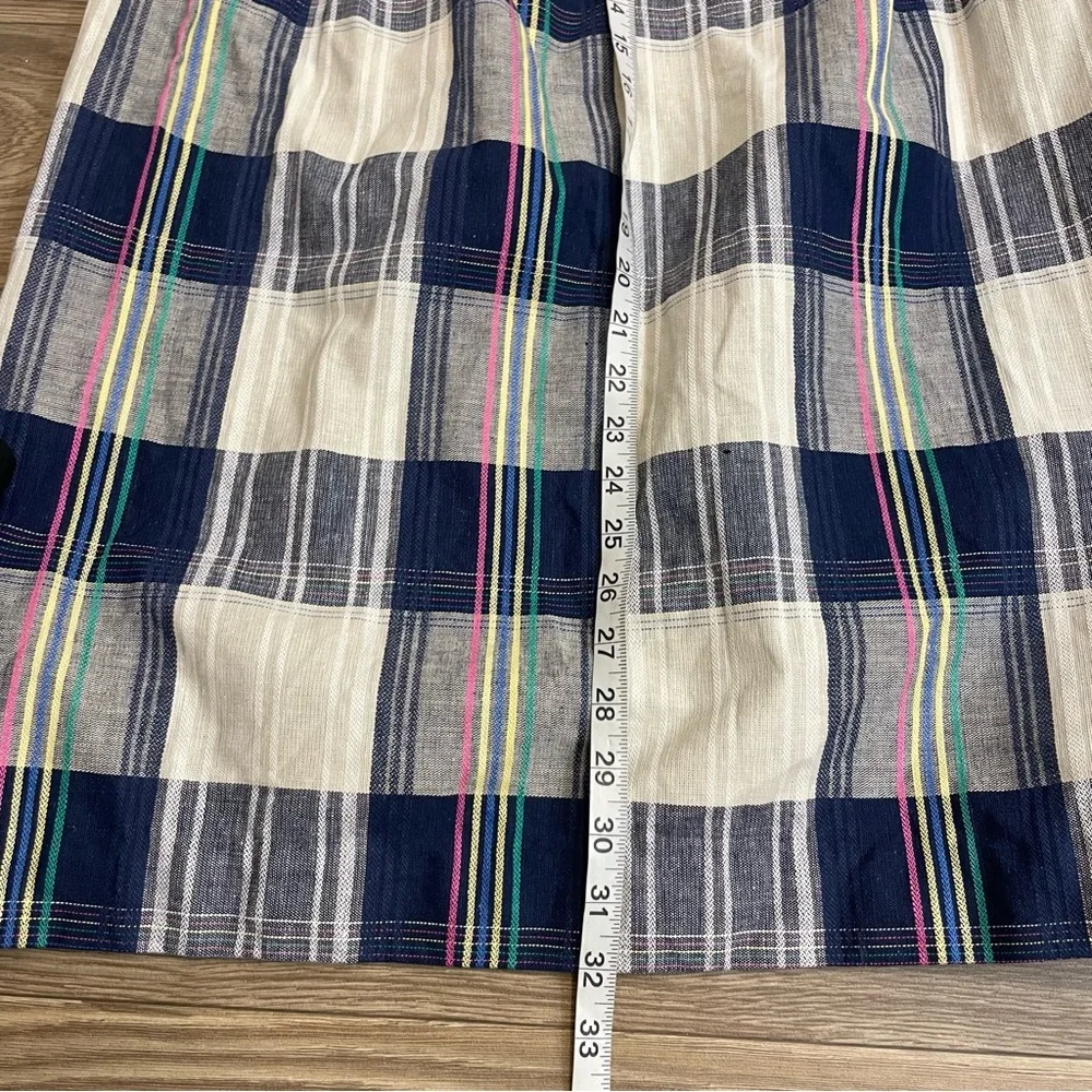 Celeste Sport Vintage Mod Style Linen Blend Plaid Button Side Midi Skirt